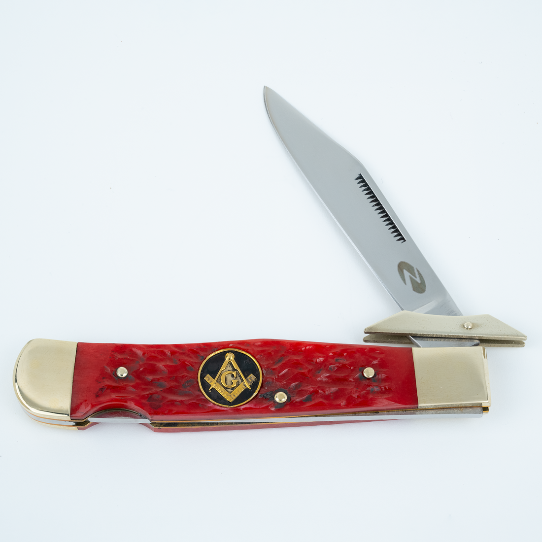 Cougar Claw RBJ 4.5”, Handmade and Hand-Polished Pen Clip Blade Knife with Red Jigged Bone Handle
