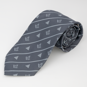 Grey Masonic Tie – Square & Compass & Triangle Design