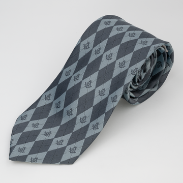 Grey Masonic Tie – Elegant Geometric Diamond Pattern with Square & Compass Design