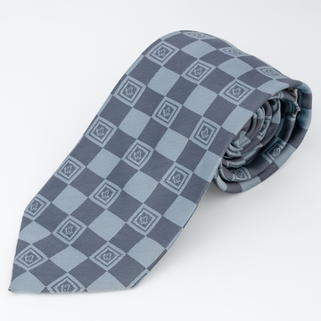 Grey Masonic Tie – Architectural Block Pattern with Masonic Working Tools