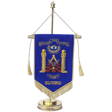 Grand Lodge of Florida - Hand Embroidered Officers Pennant with Stand and Rope Tassels