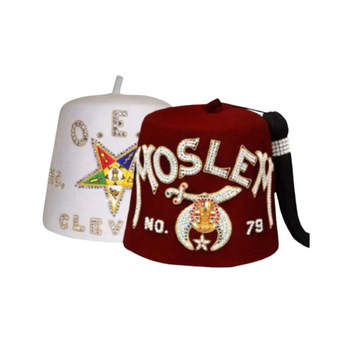 Shrine and OES Fez Hat - Hand-Embroidered and Hand-Stitched
