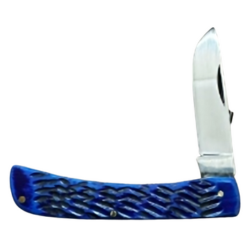 Mess Master BBJ 3.5” Handmade and Hand-Polished Sheepfoot Blade Knife with Blue Jigged Bone Handle