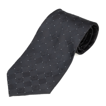 Black Masonic Tie – Elegant Diamond Check Pattern with White Accent – Square & Compass Design