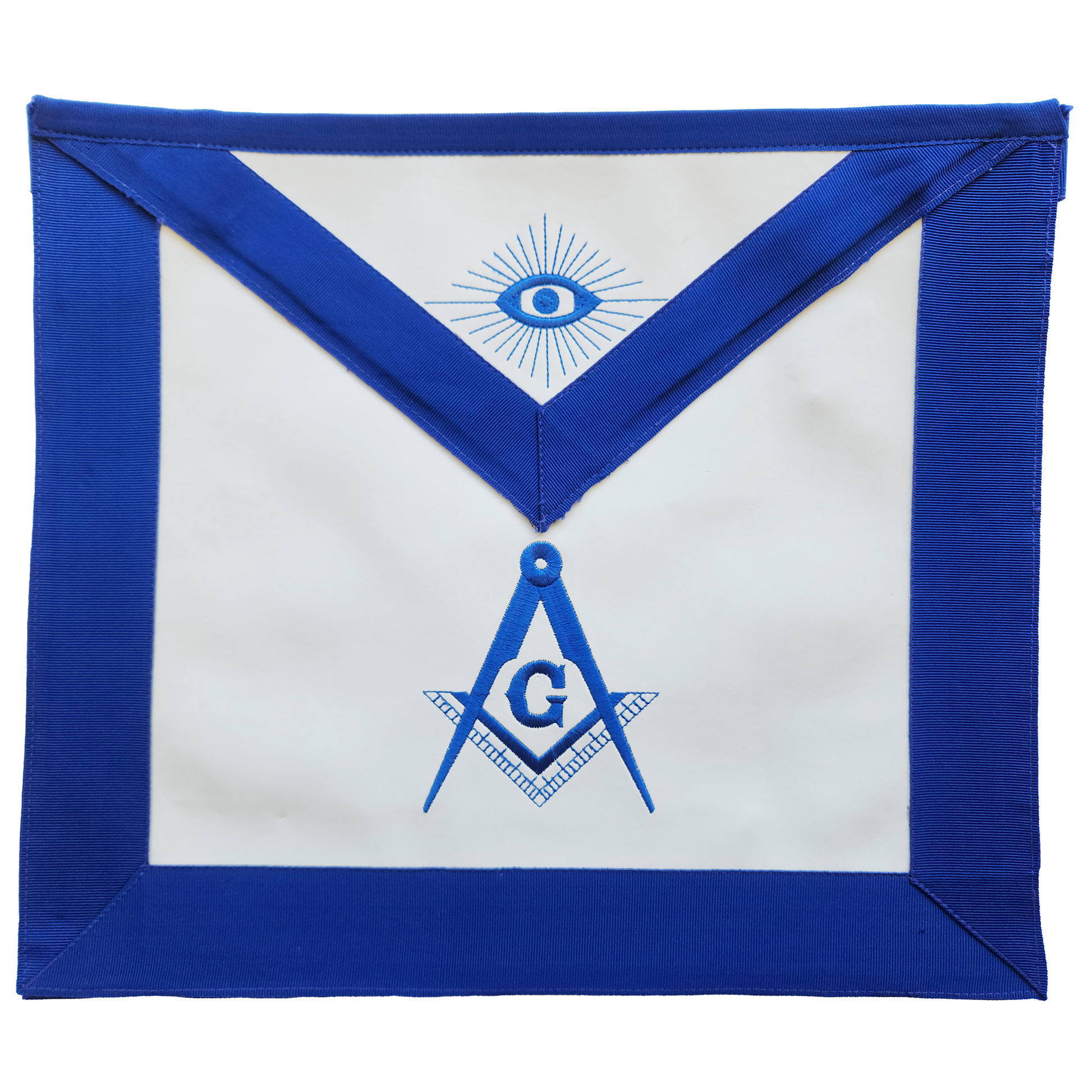 Machine-Embroidered Master Mason Apron with Square and Compass Design