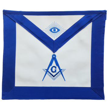 Machine-Embroidered Master Mason Apron with Square and Compass Design
