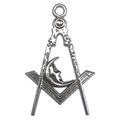 Junior Deacon Jewel – Square & Compass with Moon Rays, silver Masonic officer jewel