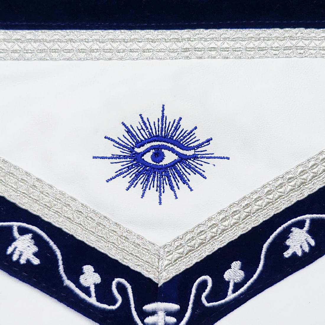 Blue Lodge Officers Apron Set – Masonic Regalia with Blue Velvet & Machine Embroidered Wreath