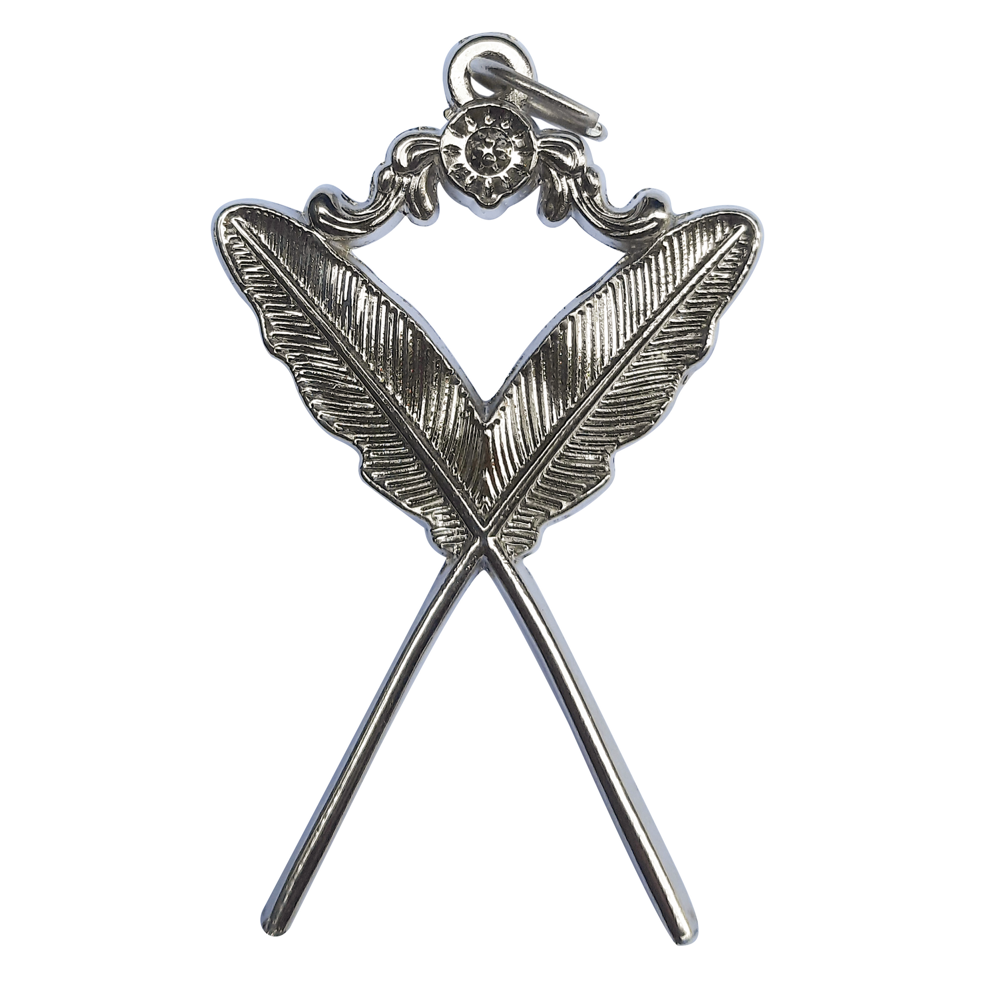 Secretary Jewel – Crossed Quills, silver Masonic officer jewel