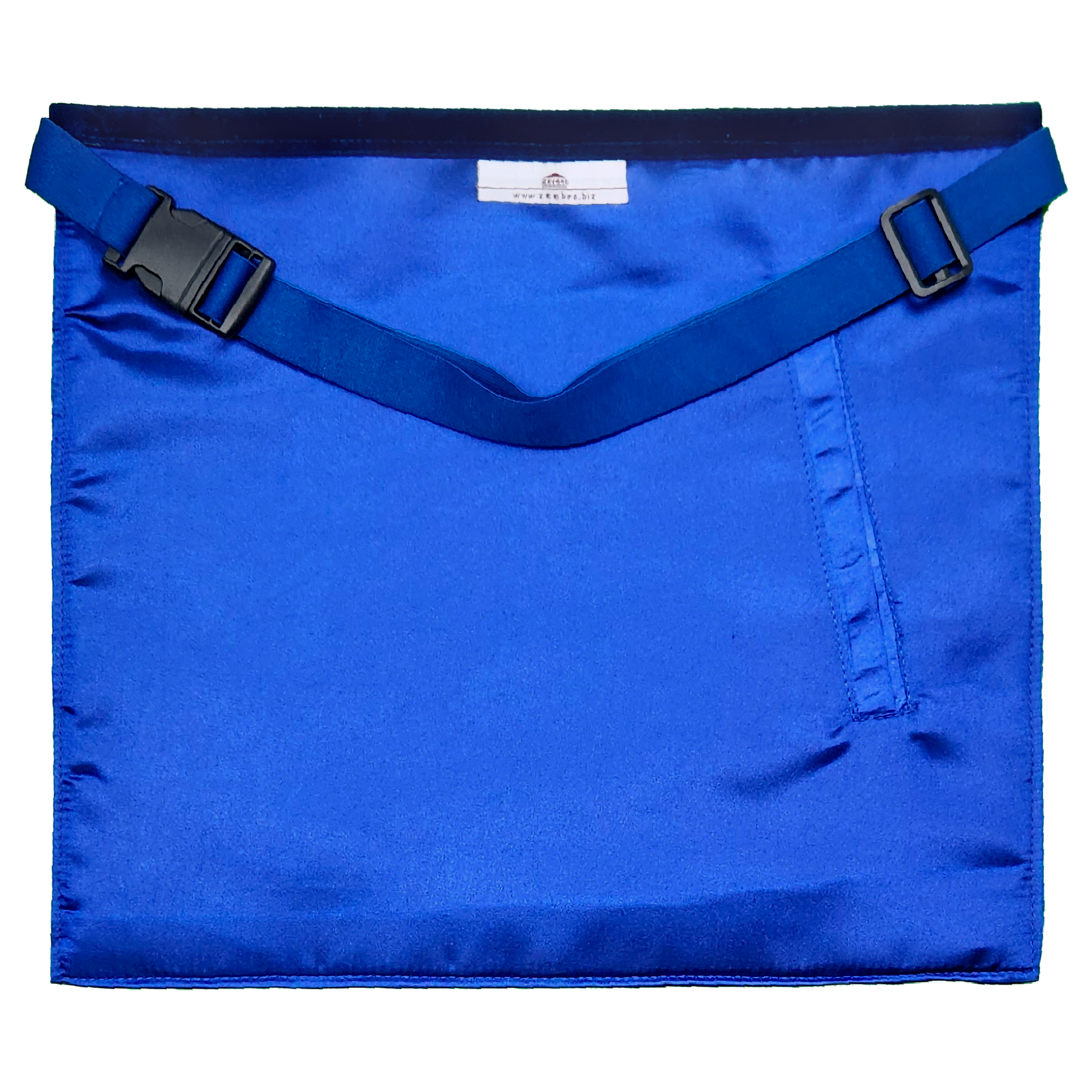 Elegant Masonic apron with adjustable elastic belt and side-release buckle for a secure fit