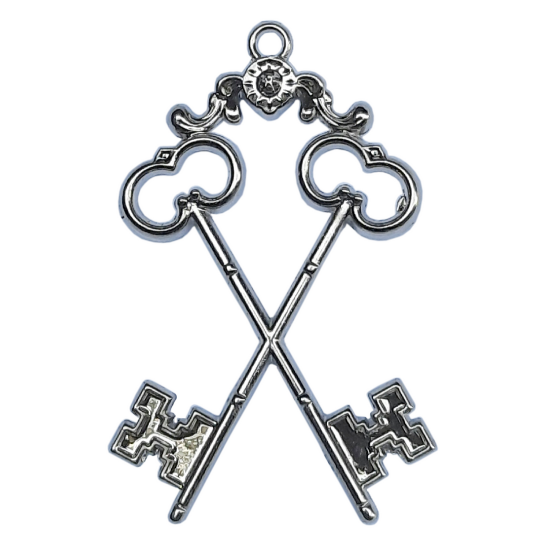 Treasurer Jewel – Crossed Keys, silver Masonic officer jewel