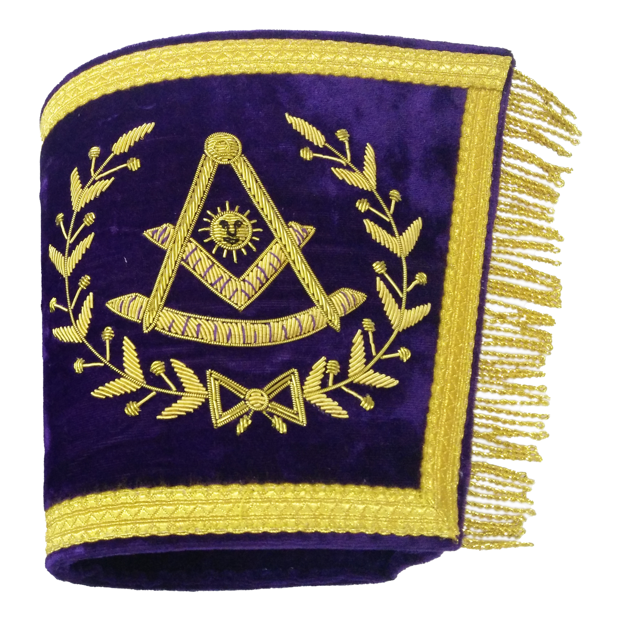 Grand Master Cuffs - Gold Bullion Hand Embroidery on Purple Velvet