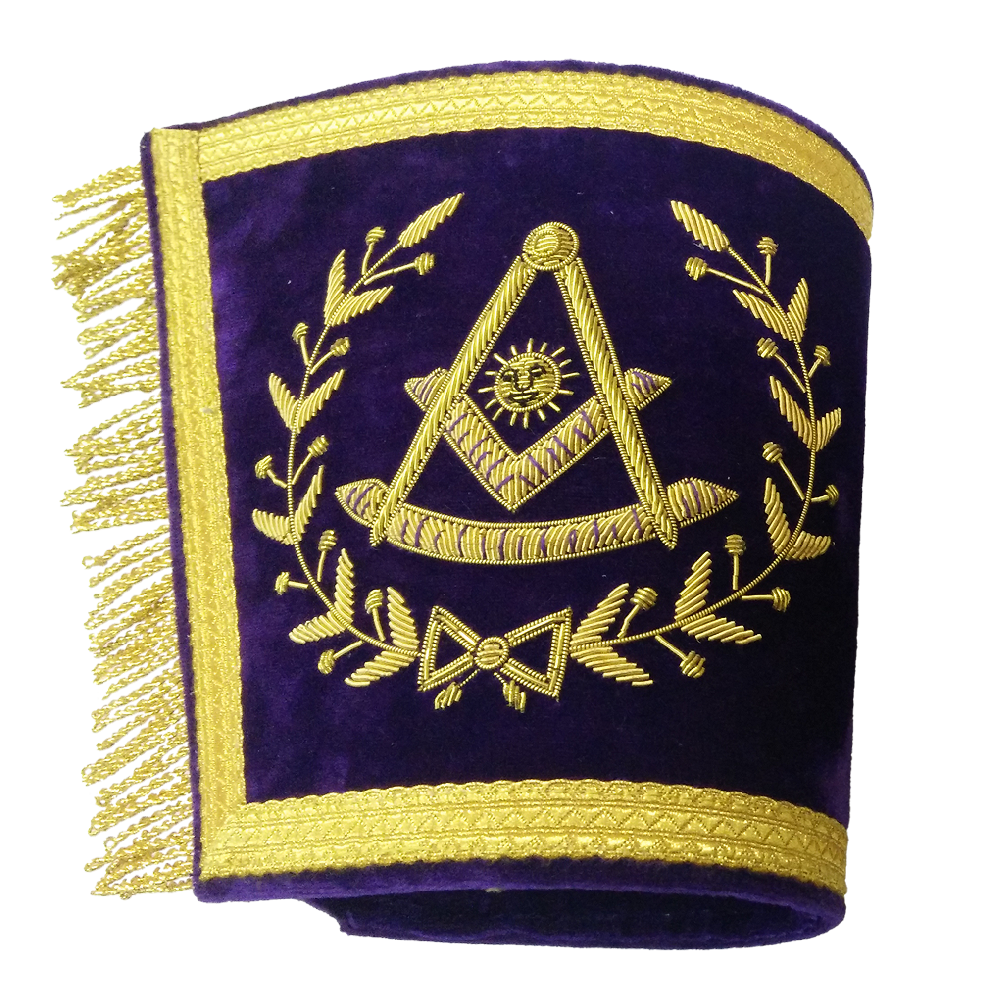 Grand Master Cuffs - Gold Bullion Hand Embroidery on Purple Velvet