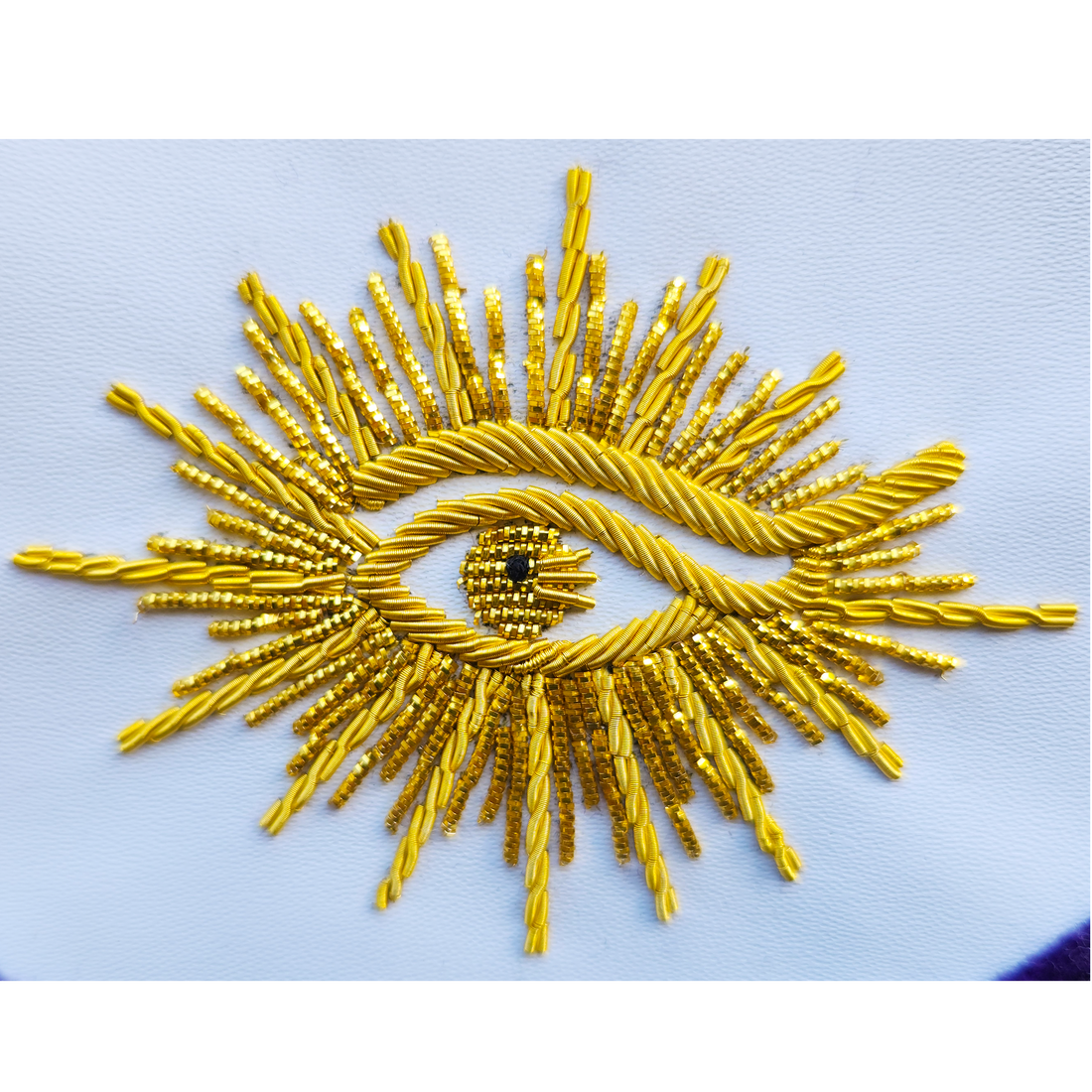 Grand Junior Deacon Masonic Apron – Hand-Embroidered Gold Bullion on Luxurious Purple Velvet