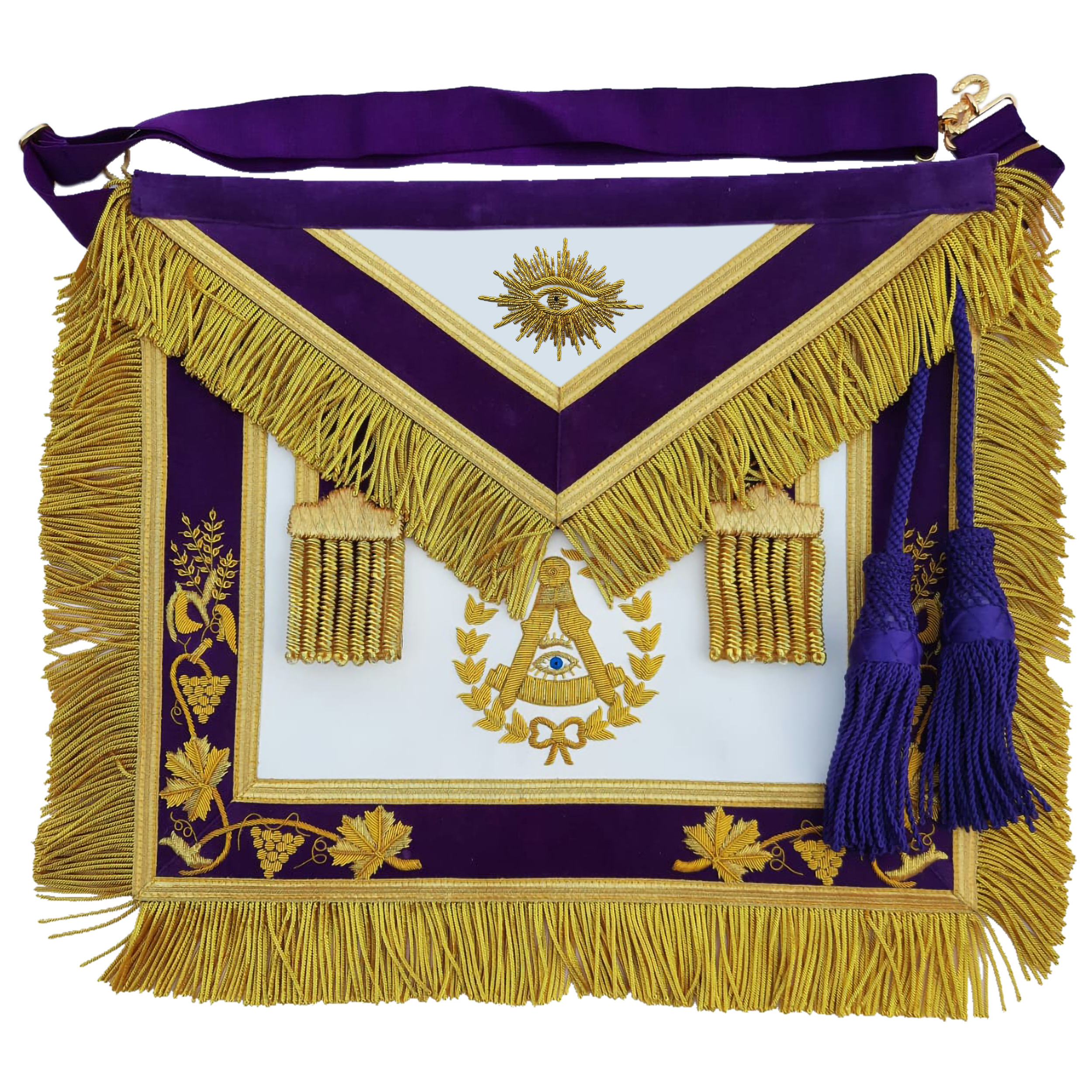 Grand Master Apron - Gold Bullion Hand-Embroidery on Purple Velvet