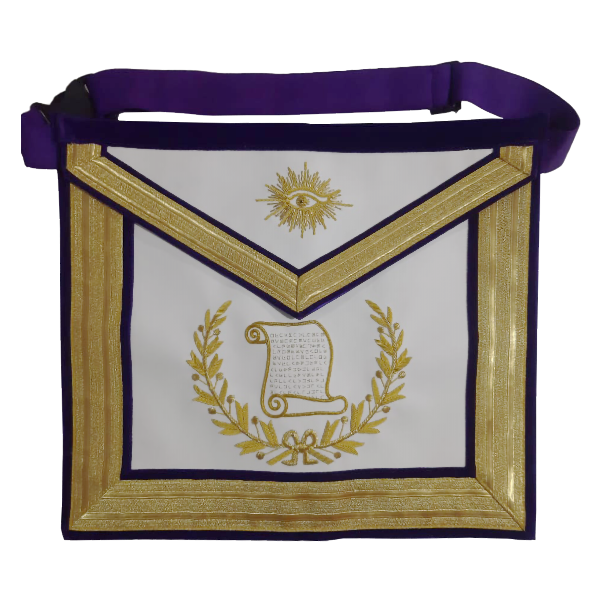 Grand Orator Apron - Gold Bullion Hand-Embroidery on Purple Velvet