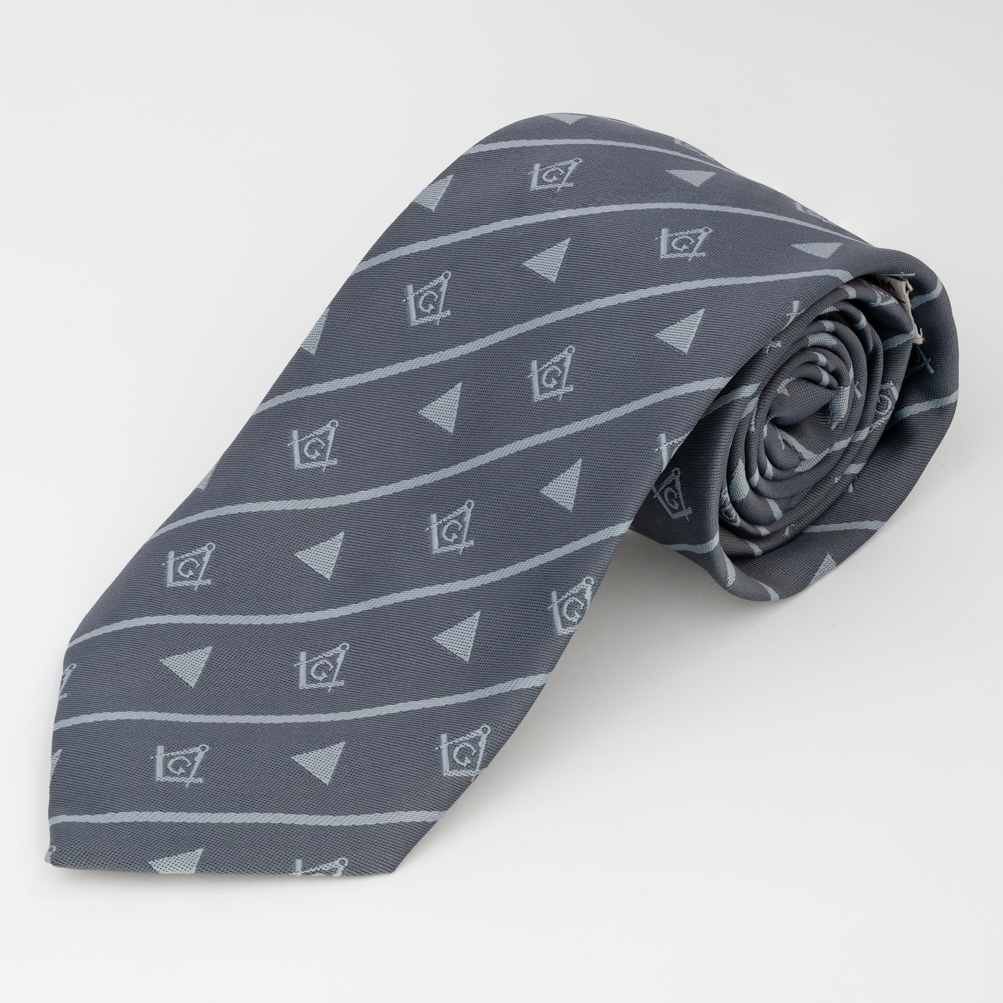 Grey Masonic Tie – Square & Compass & Triangle Design