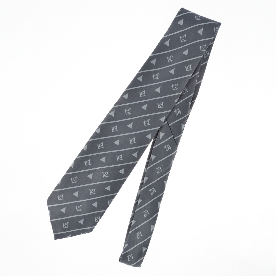 Grey Masonic Tie – Square & Compass & Triangle Design
