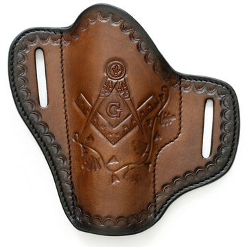 Masonic Hand-Tooled Leather Gun Holster | OWB Open Top Multi Fit Leather Belt Pistol Holster | A Testament to Craftsmanship and Tradition