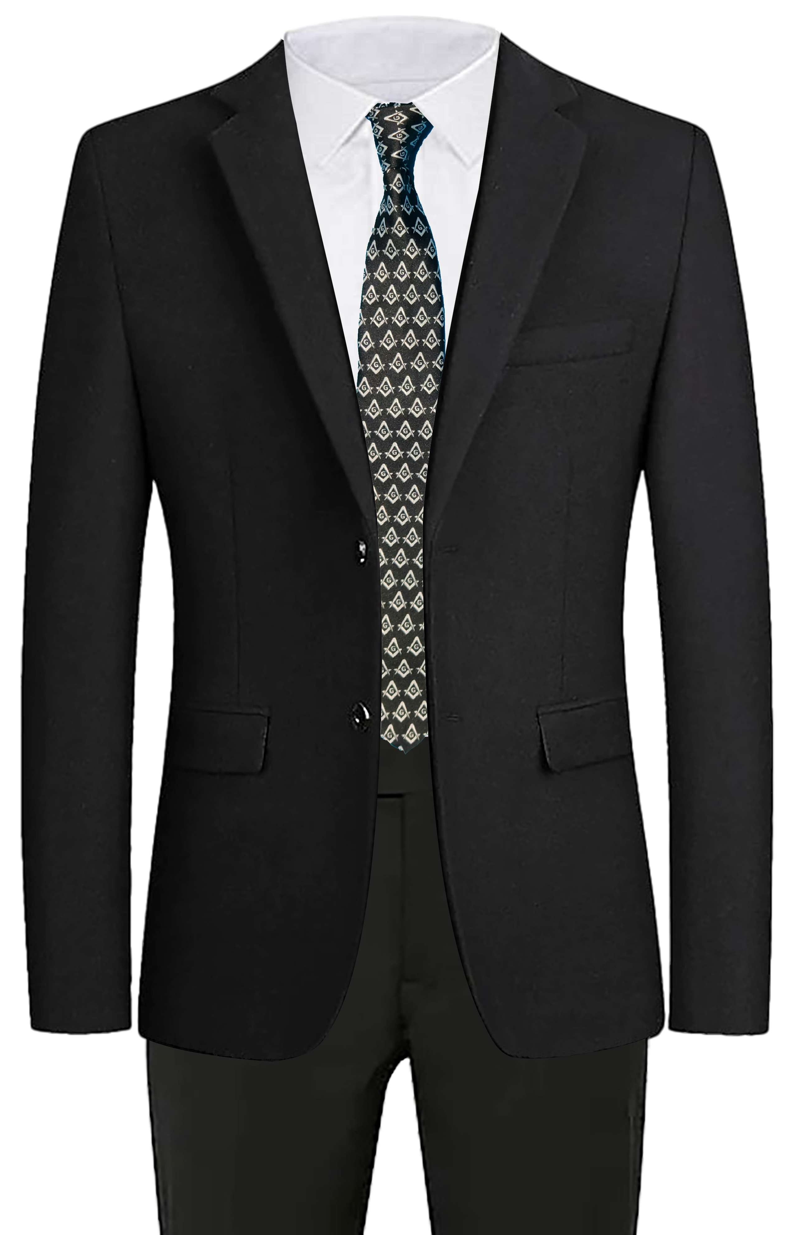 Masonic Black Tie - Square and Compass Design: Masonic Profession Collection