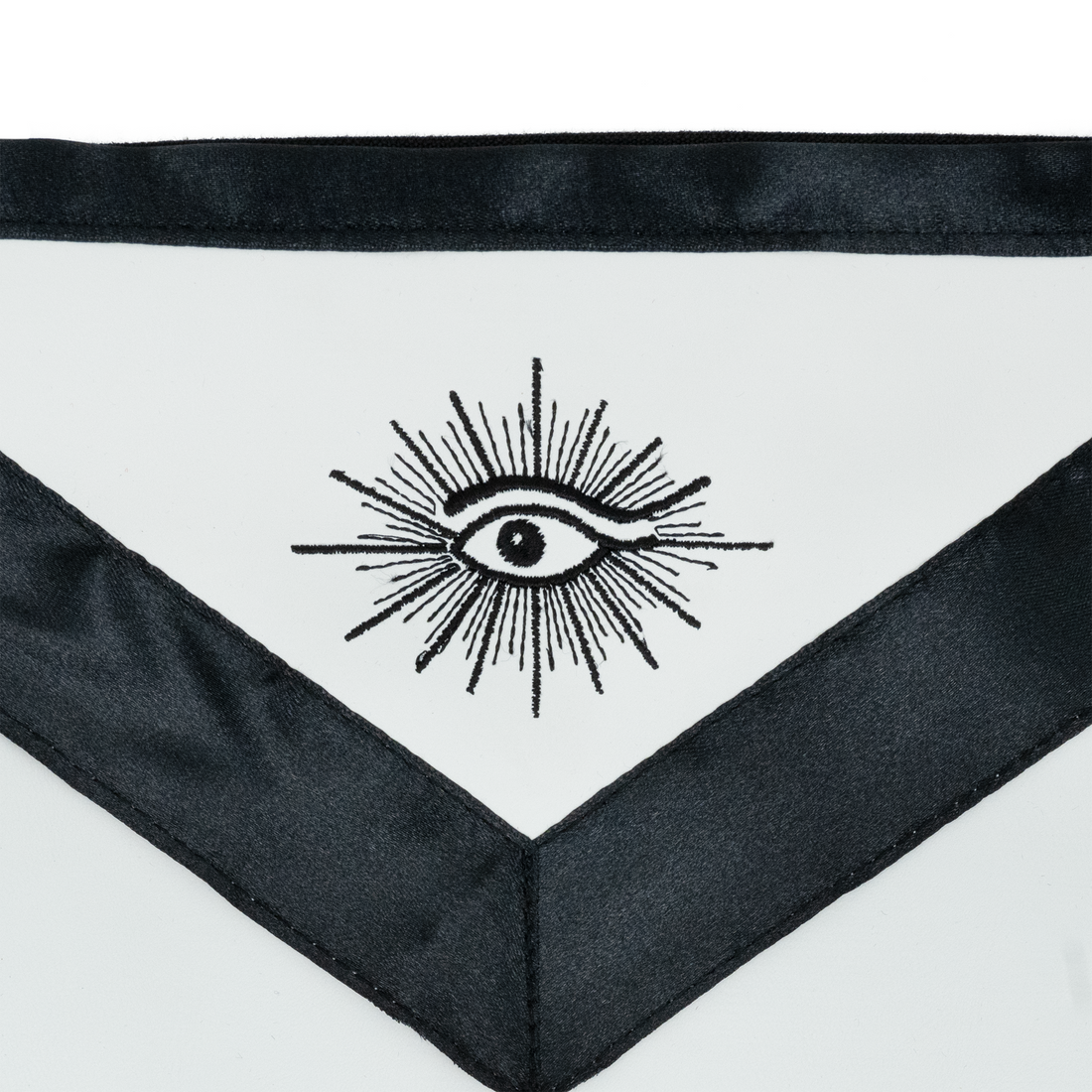 Masonic Funeral Apron with Embroidery – Genuine Lambskin, Black Ribbon Trim & All-Seeing Eye