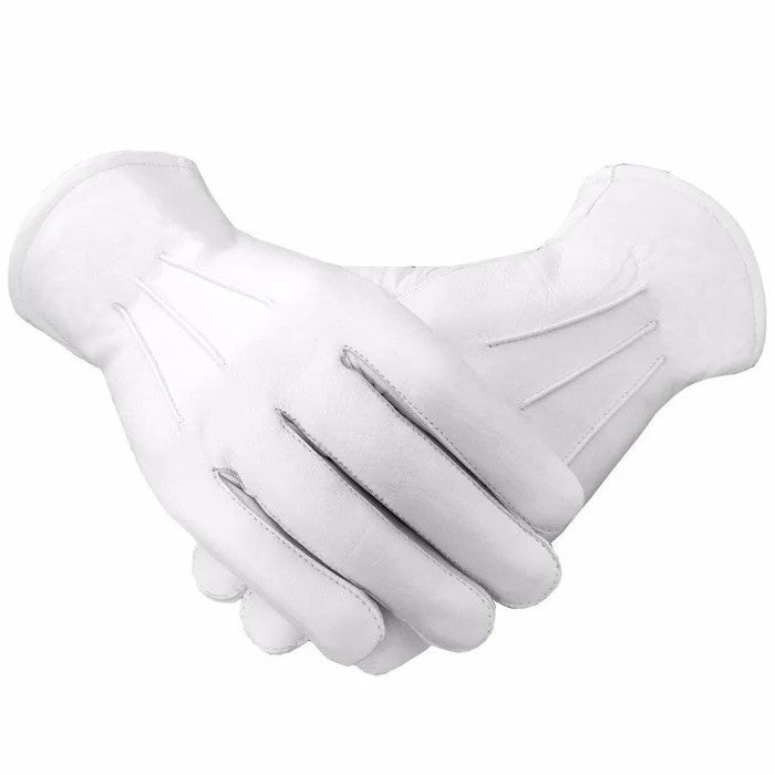 Plain Unlined White Lambskin Leather Gloves – Elegant Masonic Dress Gloves