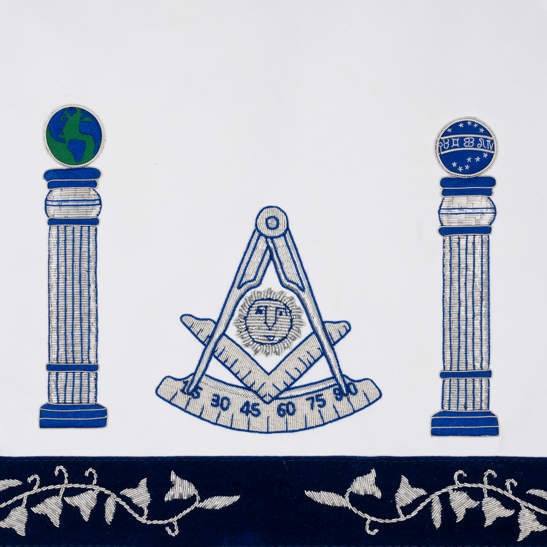 Past Master Blue Lodge Apron with Boaz & Jachin Columns