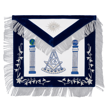 Past Master Blue Lodge Apron | Past Master emblem with the "G" | Boaz & Jachin Columns