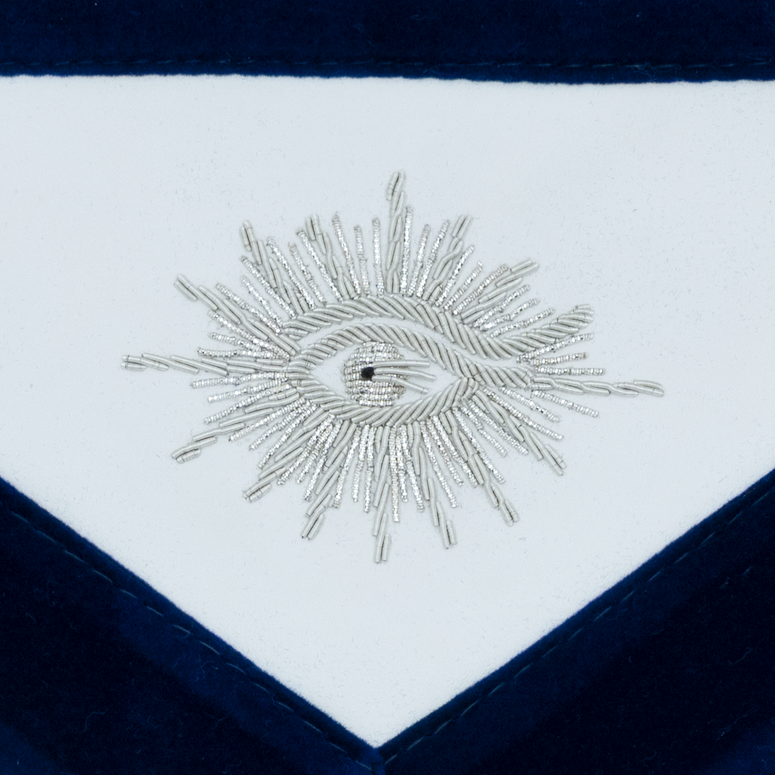 Past Master Apron | Hand-Embroidered Silver Bullion Vines & Raiders Past Master Symbol - Elegant Masonic Regalia