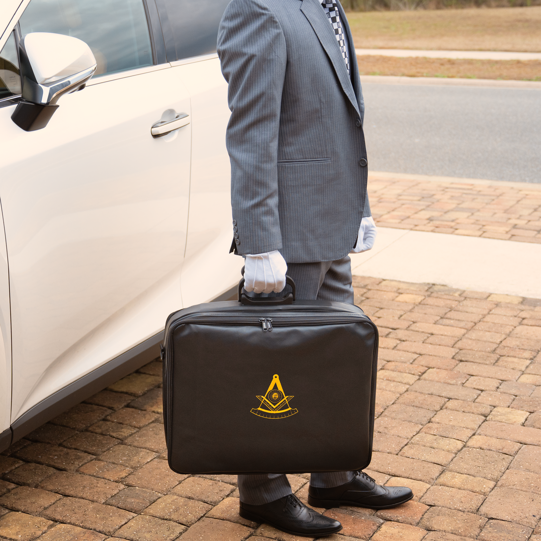 Zeebro Dual-Purpose Masonic Briefcase & Apron Case | Premium Faux Leather Construction