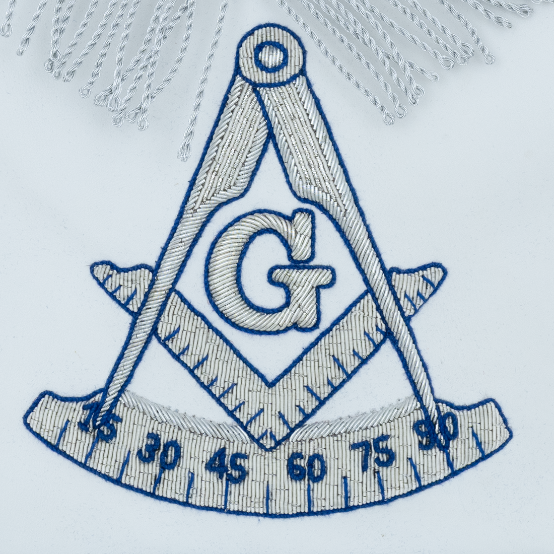 Past Master Blue Lodge Apron | Past Master emblem with the "G" | Silver Bullion Vines