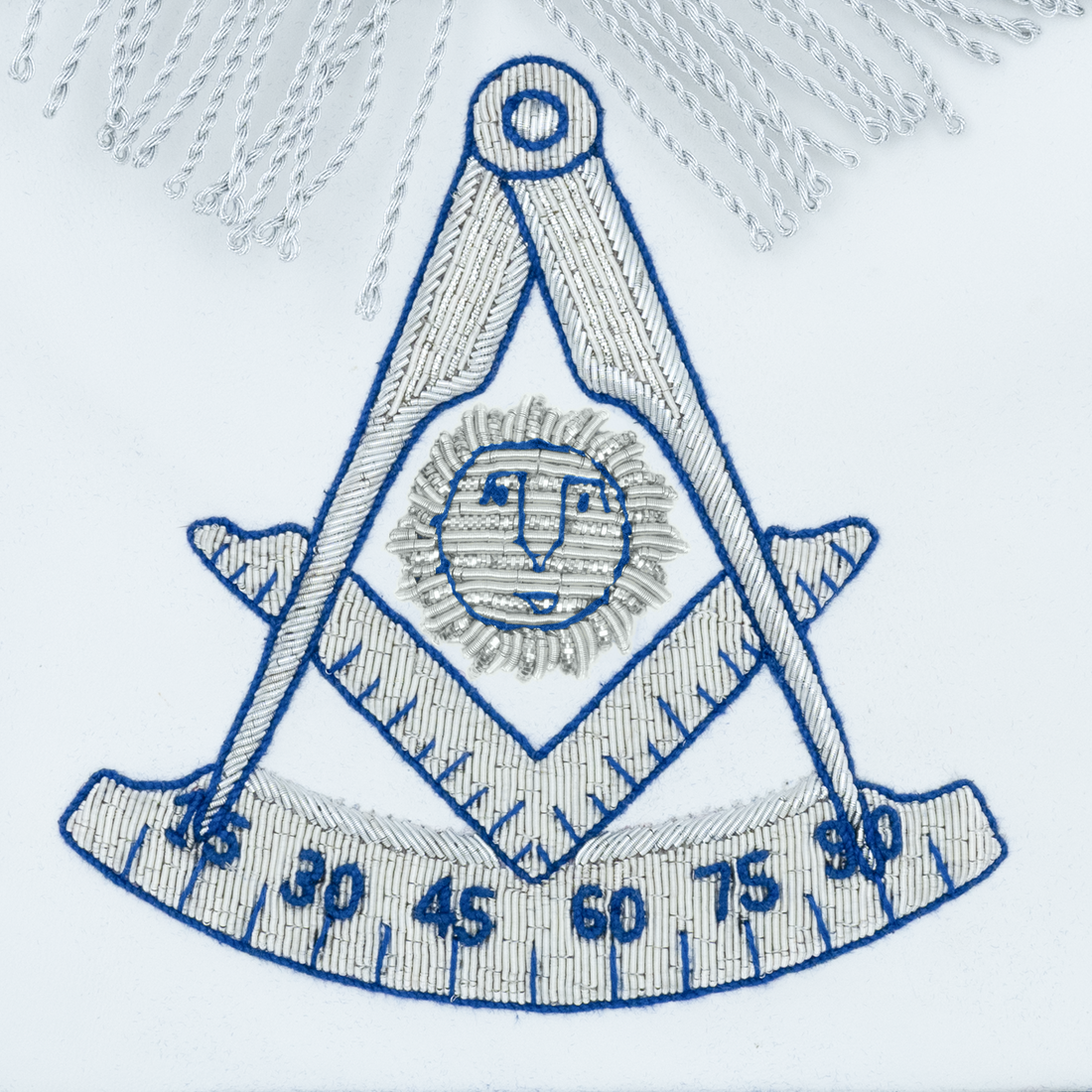 Past Master Blue Lodge Apron | Hand-Embroidered Silver Bullion Vines
