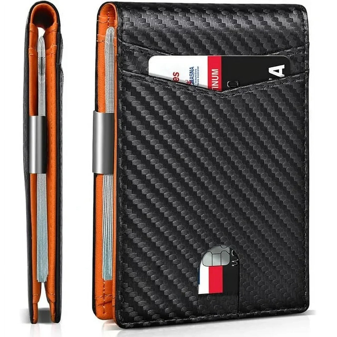Zeebro Slim Wallet for Men -12 Card Slots, ID Window, Money Clip, Minimalist, RFID, Front Pocket Leather Wallet