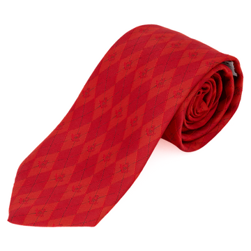 Red Masonic Tie – Elegant Geometric Diamond Pattern with Square & Compass Design