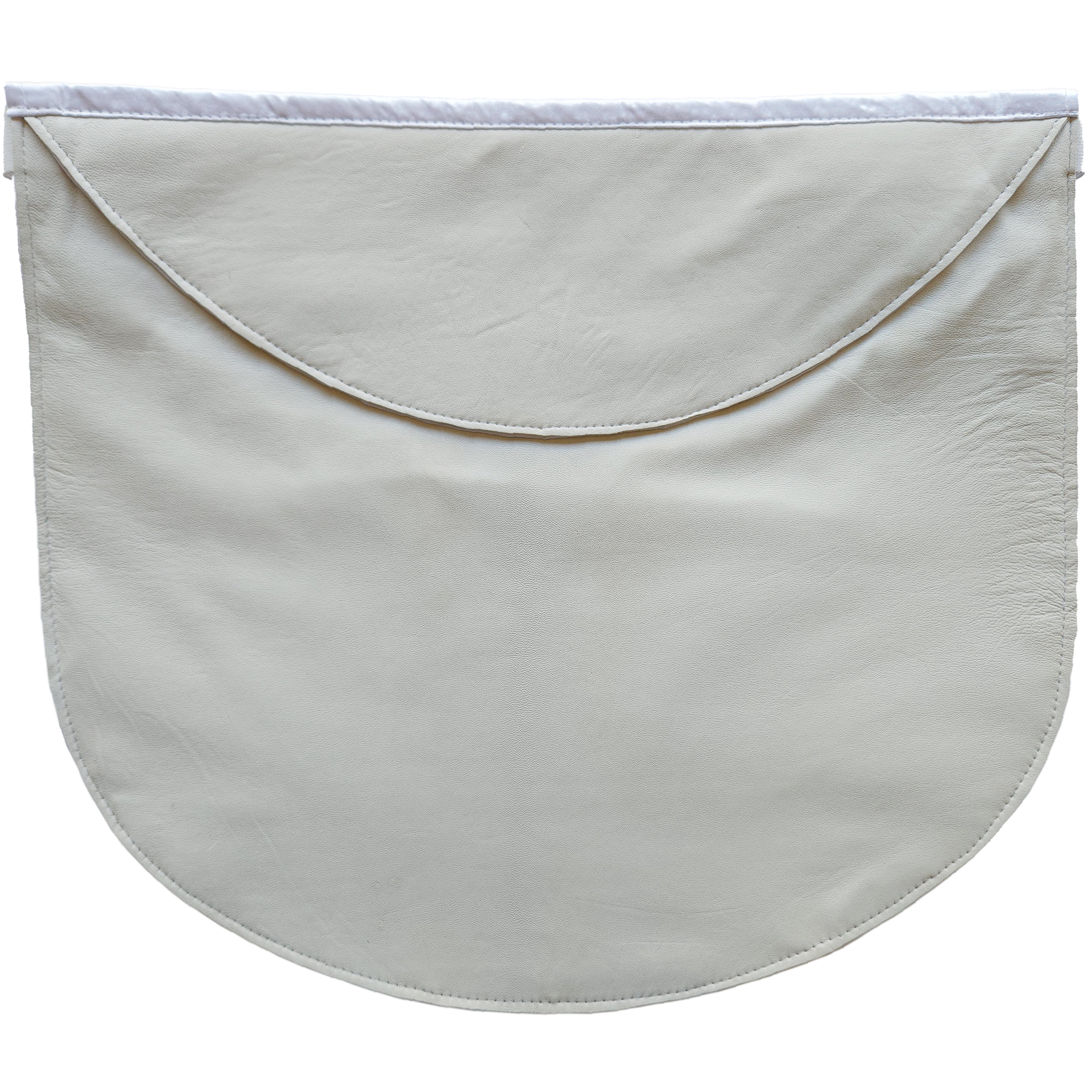 Masonic Candidate - White Lambskin Rounded Apron with Elastic Belt and Buckle