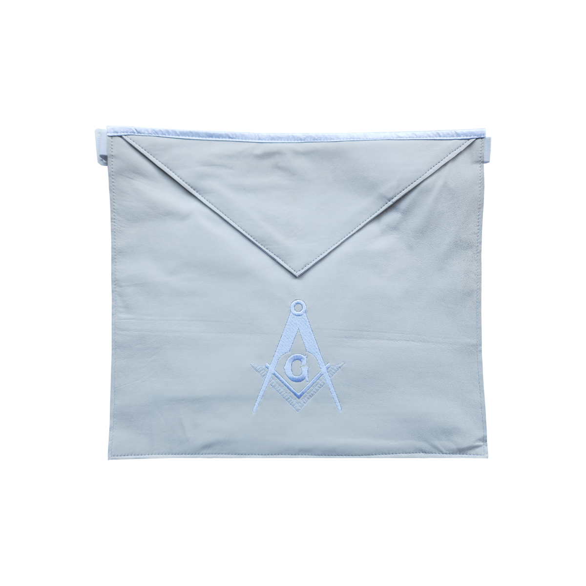 Master Mason Blue Lodge All White Lambskin Apron - Machine Embroidered Masonic Emblem