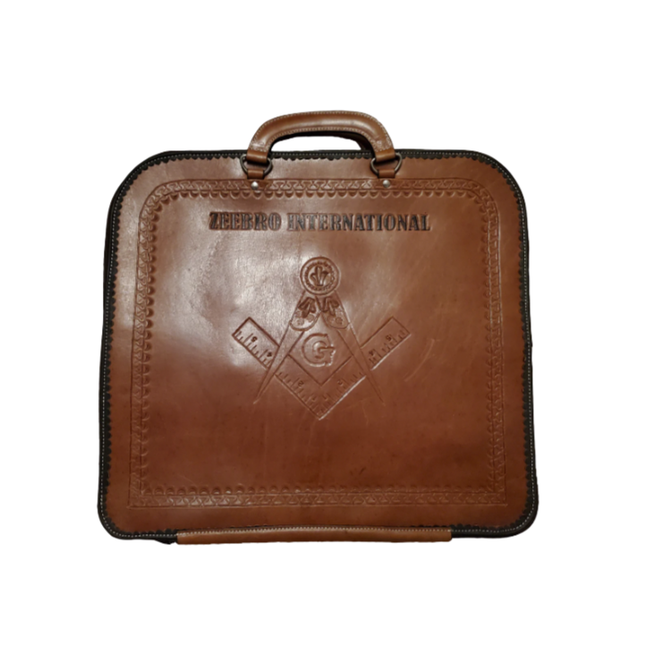 Veg-Tanned Brown Leather Apron Case - Hand-Carved Design and Hand-Embossed Name