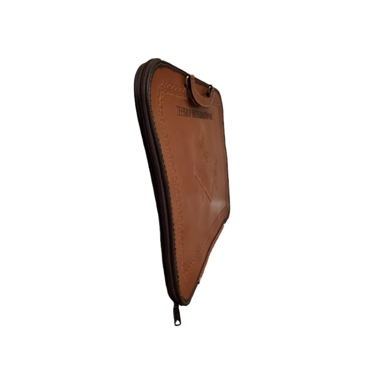 Veg-Tanned Brown Leather Apron Case - Hand-Carved Design and Hand-Embossed Name