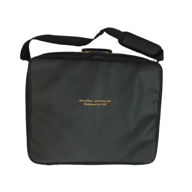 Masonic Briefcase Style Apron Case - Machine Embroidery on Black Faux Leather