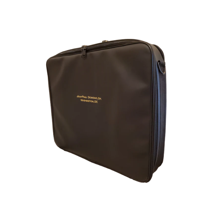 Masonic Briefcase Style Apron Case - Machine Embroidery on Black Faux Leather