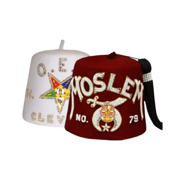 Shrine and OES Fez Hat - Hand-Embroidered and Hand-Stitched
