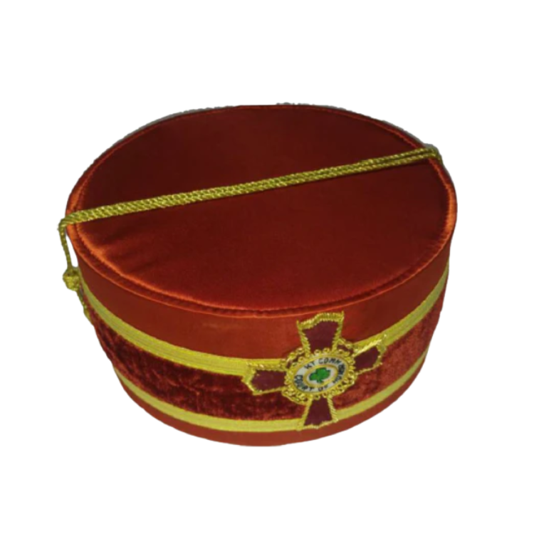 Scottish Rite 33rd Degree Crown Cap - Gold Bullion Embroidery on Red Fabric