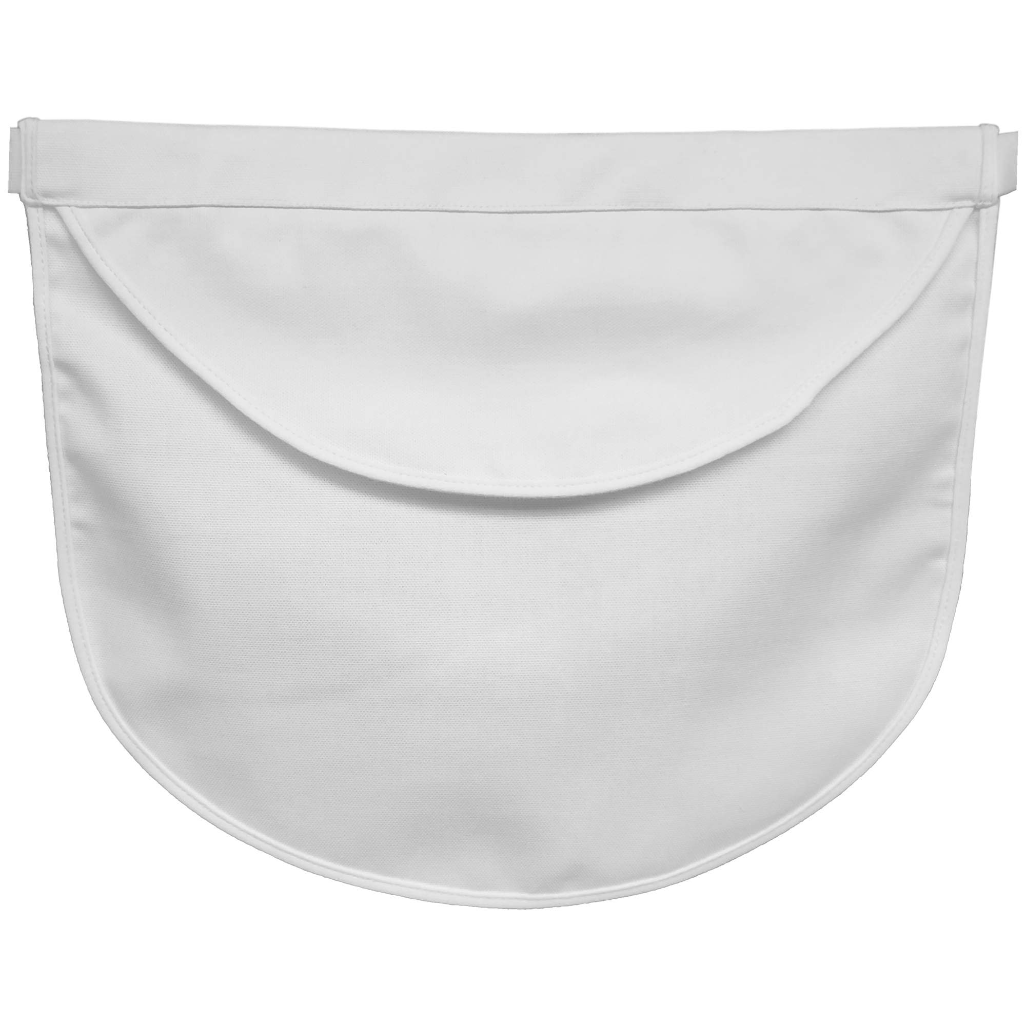 Masonic Candidate - White Cotton Rounded Apron with Elastic Belt and Buckle