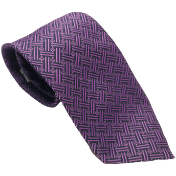 Purple Masonic tie with Square & Compass lattice pattern, premium fabric, and subtle geometric design for lodge meetings, grand lodge sessions, ceremonies, and Masonic events