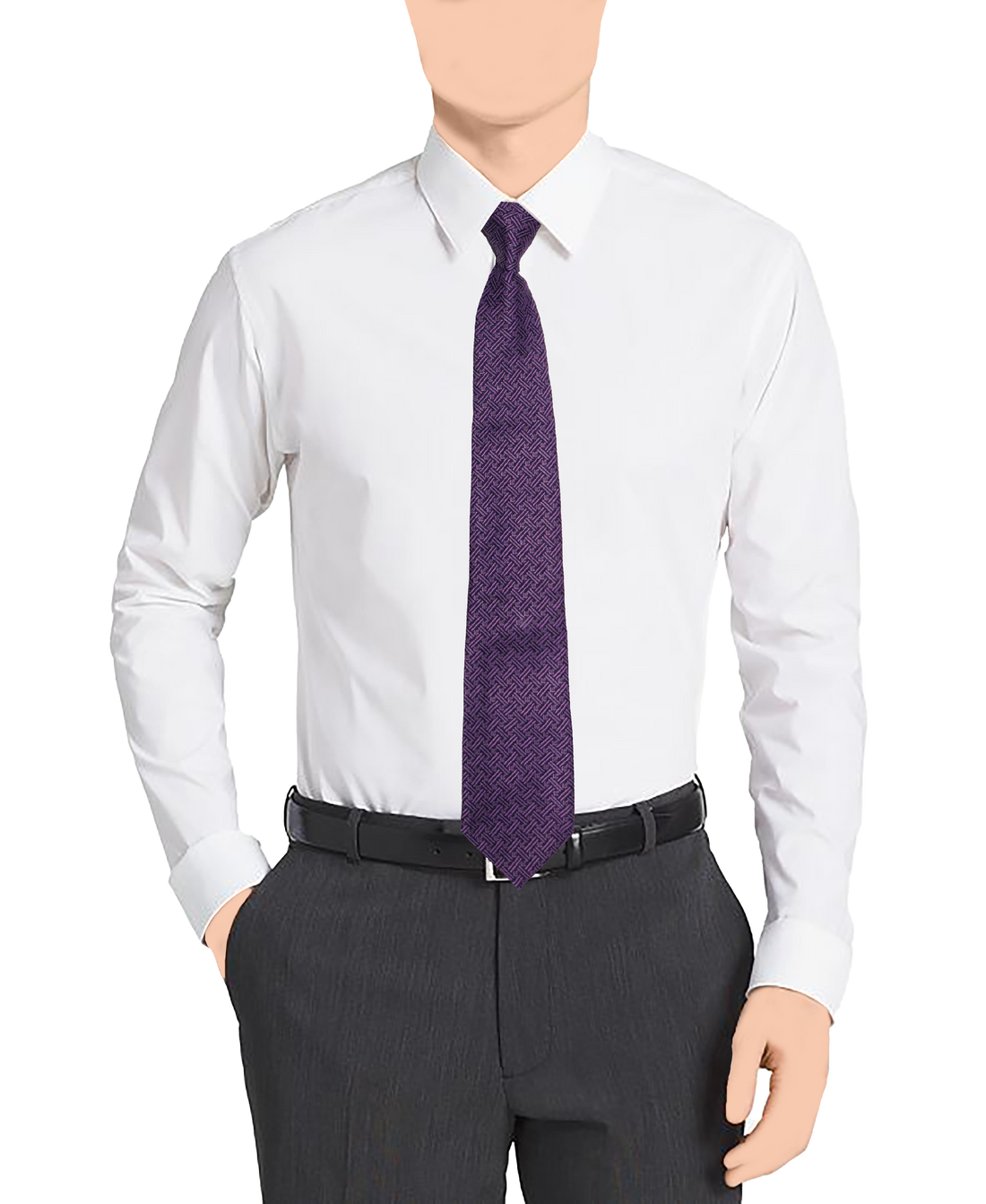 Purple Masonic tie with Square & Compass lattice pattern, premium fabric, and subtle geometric design for lodge meetings, grand lodge sessions, ceremonies, and Masonic events