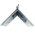 Worshipful Master Jewel – Square and Compass with Sun, silver-plated Masonic officer jewel