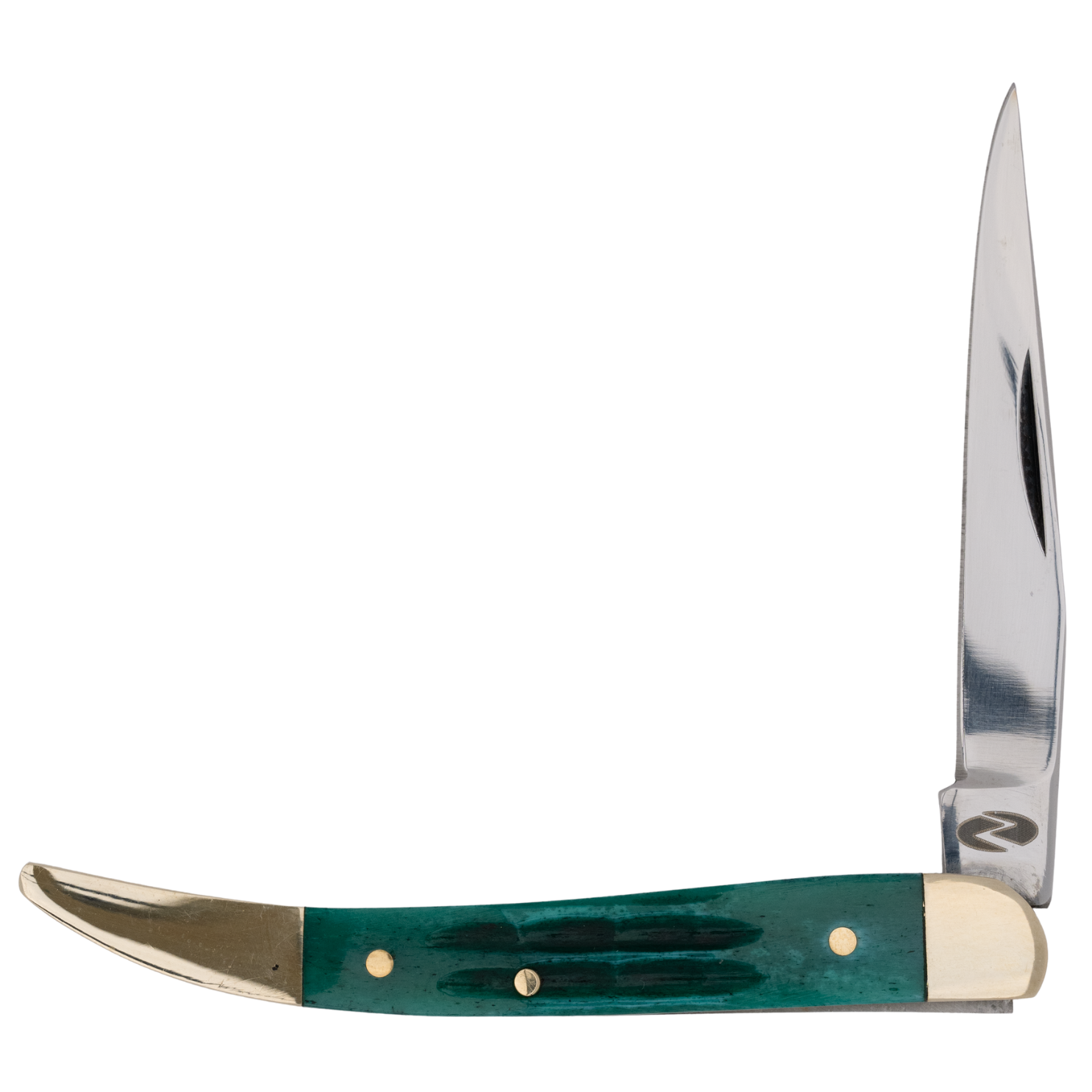 Cali-Slimline GBJ 3”,Handmade and Hand-Polished California Clip Blade Knife with Green Jigged Bone Handle