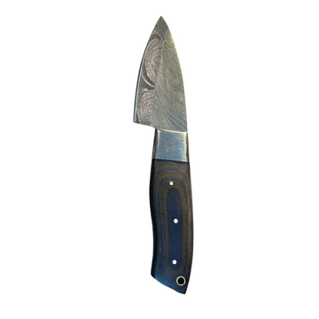 QuickSlice Knife: Blue and Brown Pakkawood Handle – Damascus Steel Fixed Blade Knife