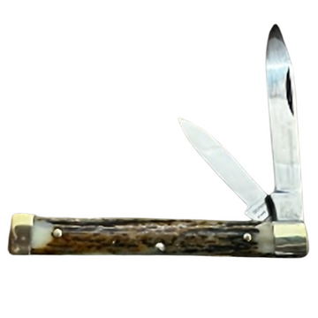 Rustic Doctor’s SH 3.75” 2/blades Handmade and Hand-Polished Knife with Genuine Stag Horn Handle